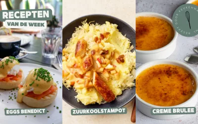 Eggs benedict, zuurkoolstamppot en crème brûlée